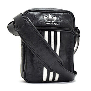 Balenciaga Adidas Collaboration Crossbody Bag Three Line Leather Black